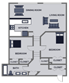 2 bedroom loft floor plan